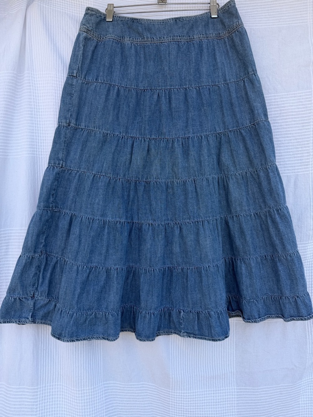 Vintage Tiered Ruffle Denim Jean Skirt
